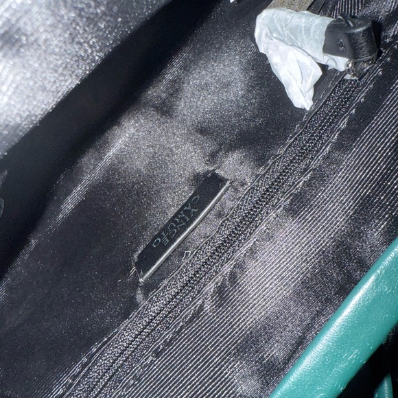 Dark Green Vince Camuto Genuine Leather Rhinestone Studded Crossbody Bag NWT - Picture 13 of 17